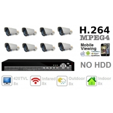 420TVL 8 ch Channel CCTV Camera DVR Security System Kit Inc Outdoor Indoor Bullet Camera and H.264 DVR with Mobile and Network Access NO Hard Drive